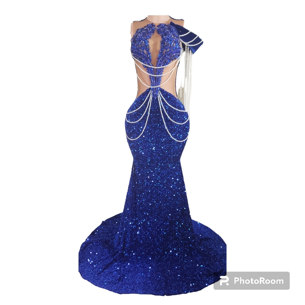 Elegant Blue Sequin Gown